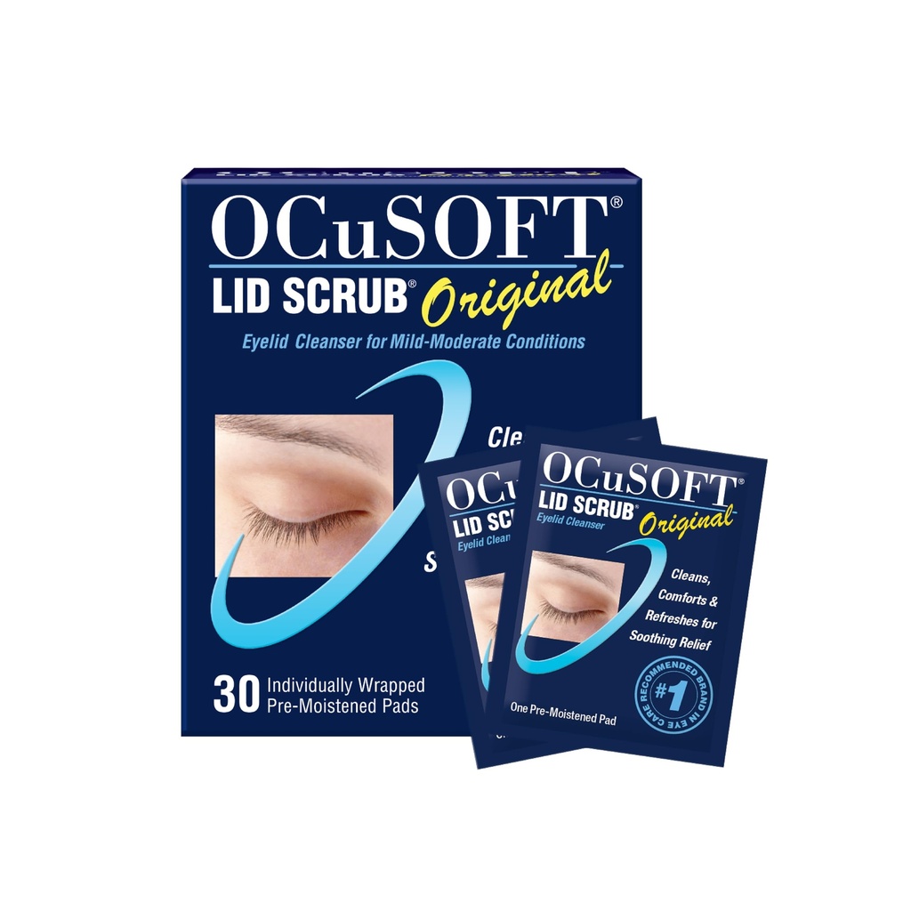 OCuSOFT Lid Scrub Original Eyelide Cleanser - Pre-Moisted Eyelide Wipes for Lievä tai kohtalainen Olosuhteet - Eyelide Cleanser to Clean, Comfort & Soothe Ärtynyt silmäluomet - 30