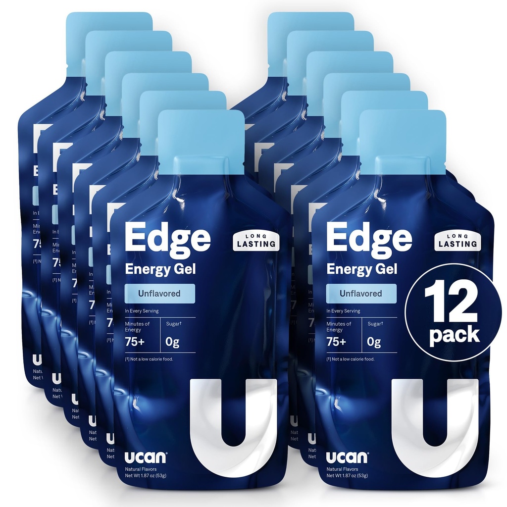 UCAN Edge Energy Gel Shots, Mauttomat (12, 2 Ounce Packets) Running, Harjoitus, Treenaus, Kuntoilu, Pyöräily, Crossfit 