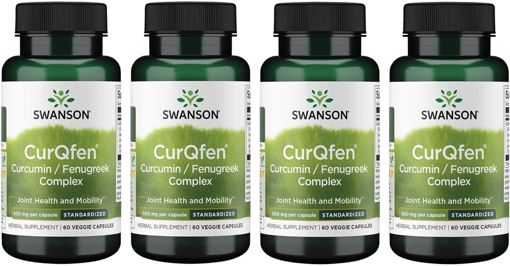 Swanson Controlled Release Curqfen Curcumin/Fenugreek Complex 60 Veg kapselia (4 pakkaus)