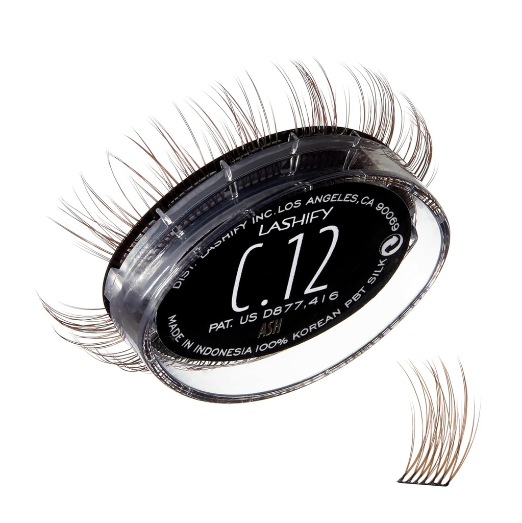 Lashify Curl 12mm Gossamer Silmänrintalaajennukset Refill, Ash Color, DIY Väärä Lashes varten luonnollinen ulkonäkö