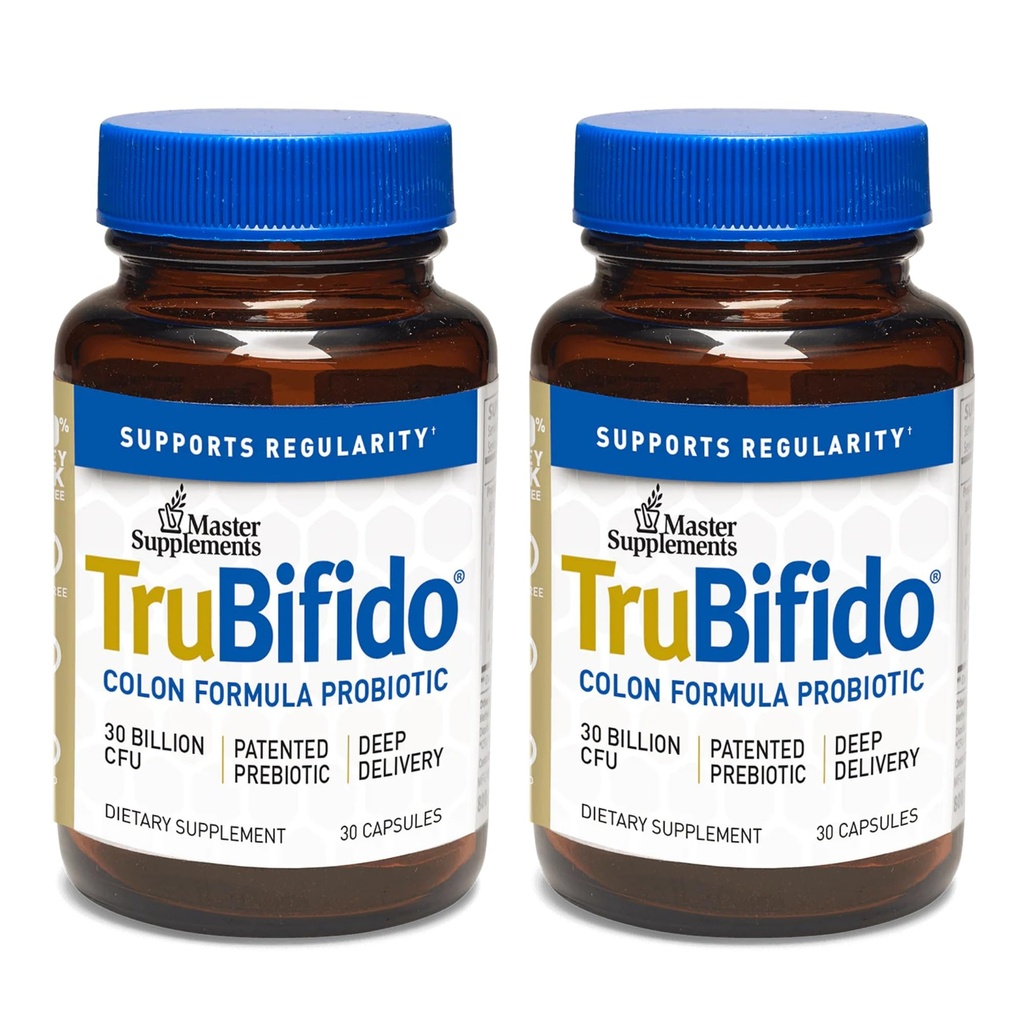 Master Supplements TruBifido - 30 kapslar, paket med 2 - Kraftfullt probiotikum för Colon Health & Energy - Immune Booster, stöder regelbundenhet - Glutenfri - 60 Totala portioner