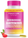 Pink Stork Berberine 500mg - Nature's GLP-1 Supplement - Daily AMPK Metabolic Activator - 500-1000 mg Metabolia + Gut Health for Women .
