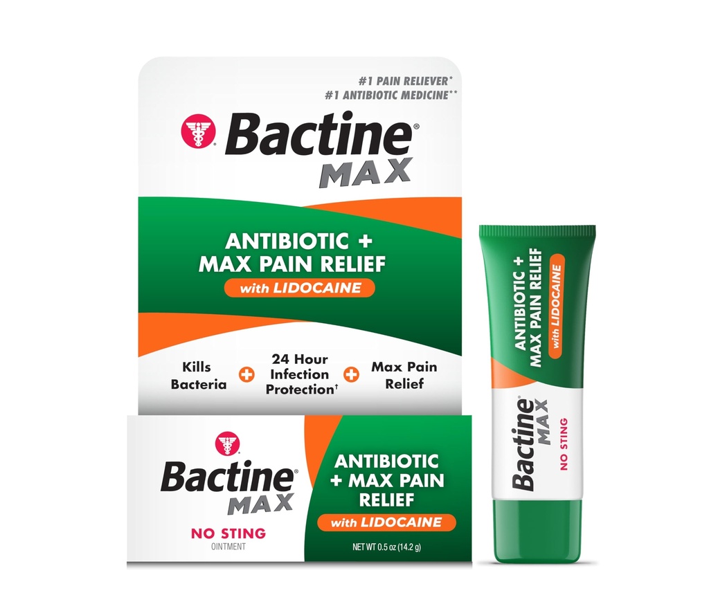 Baktin MAX Antibiotikum + Smärta lindra salva - Antibiotisk salva med lidokain - Smärta + Itch Relief för mindre skär & skrapor & Brännor - Lidocaine Numbing Cream - 0,5oz