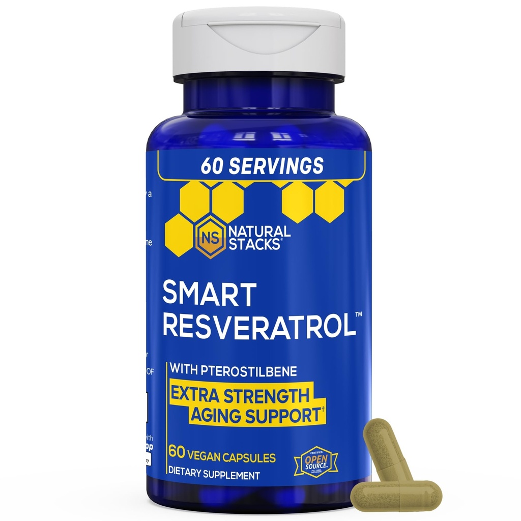 Resveratrol Supplement - 250mg Trans-Resveratrol & 10mg Trans-Pterostilbene - Antioxidanter Supplement med 200mg Red Wine Extract - Extra Styrka Åldrande Support - 60 japanska Knotweed Capsules