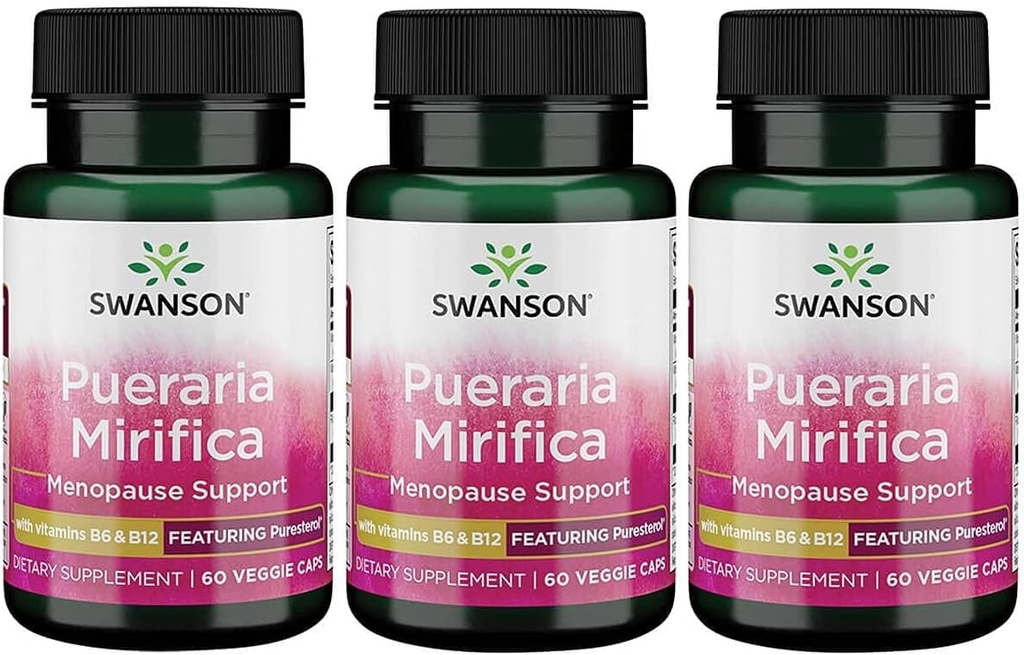 Swanson Pueraria Mirifica with B6 '&' B12 - Puresteroli 60 Veg Caps 3 pakkaus