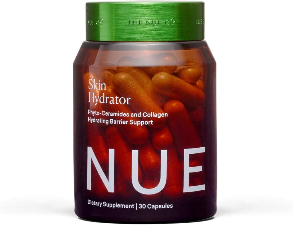 Nue Co. Skin Hydrator-lisä sisältää hydrolysoitua kollageenia, aloe- ja hyaluronihappoa, gluteeniton, 30 kapselia