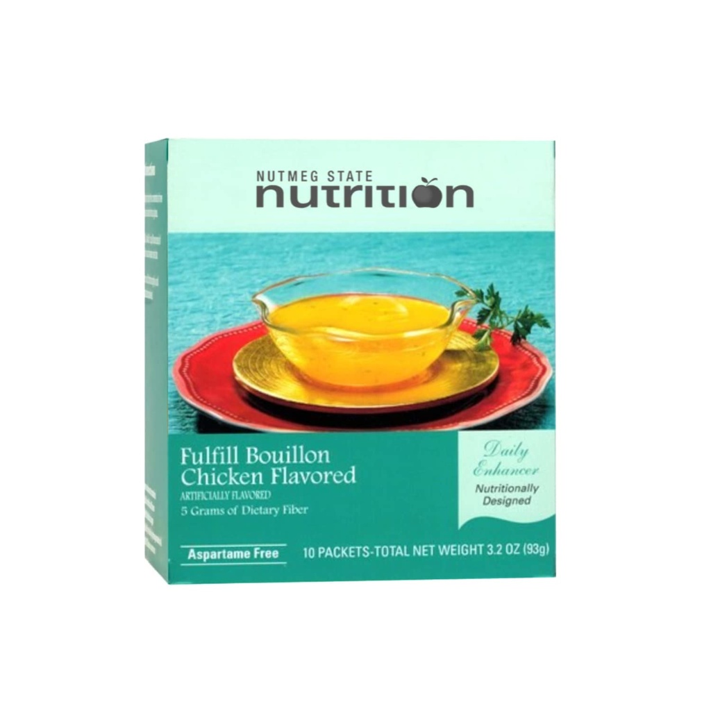 Nutmeg State Nutrition - Fulfill High Fiber Soup Mix, Låg Kalori, Fett Gratis, Naturligt smaksatt, Ideal Protein Kompatibel, Aspartam Fri, 10 Servings Per Box (Chicken Bouillon)