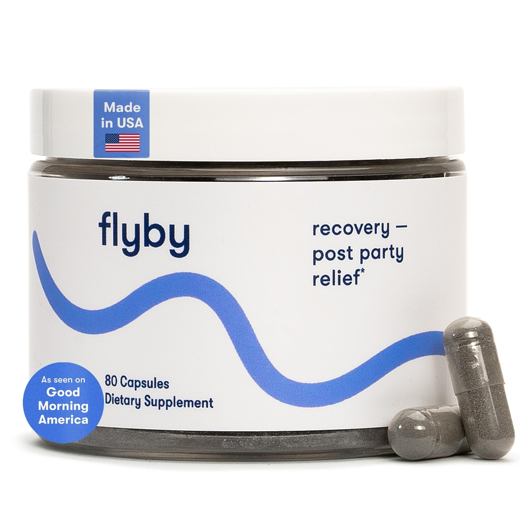 Flyby Recovery Supplement - All The Hang, Without The Over!TM - med mjölk Thistle, Vitamin C, Aktiverad kol och Apple Cider Vinegar - Pre & Post Drinking Formel (80 greve)