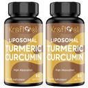 Liposomal Turmeric Curcumin 2200 mg ja Black Pepper for Enhanced Absorption and Joint Support, 60 softgels (2 pulloa)