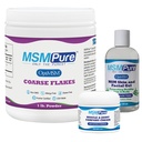 KALA TERVEYS MSMPure Starter Bundle MSM Coarse Flakes 1lb, MSM Muscle & Joint Cream 2oz ja MSM Gel kanssa Organic Aloe 8oz