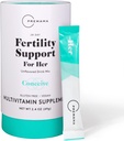 Premama fertilitetsstöd för hennes pulverpaket, multivitamintillskott för att stödja normala äggfunktioner och äggkvalitet, glutenfri, vegan, osmakad, 28 enda serverpaket
