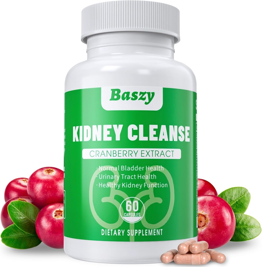 Kidney Cleanse Detox & Repair | Extra styrka 50:1 Cranberry Extract | 22-i-1 Njurhälsotillskott | Njurstöd Formel för njuråterställning | Njurdetox och Bladder Hälsa