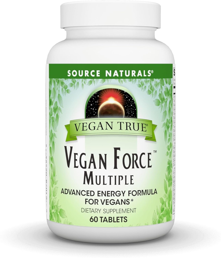 Source Naturals Vegan True, Vegan Force Multiple, Advanced Energy Formula Vegans* - 60 tablettia