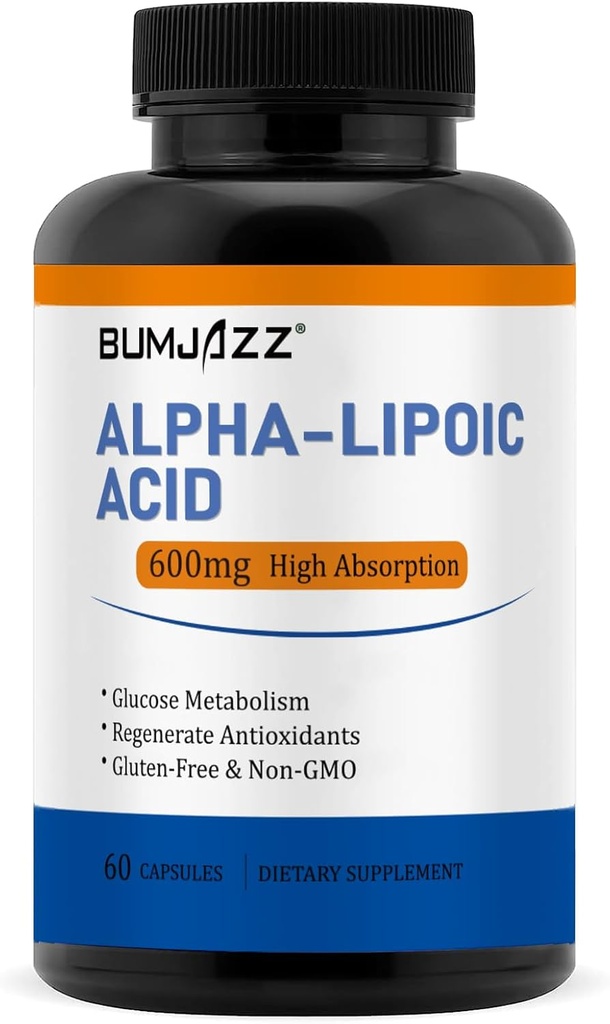Alpha Lipoic Acid 600 mg, auttaa tukemaan glukoosiaineenvaihduntaa ja uudistaa antioksidantit ei-GMO - Gluteeniton - soijaton - 60