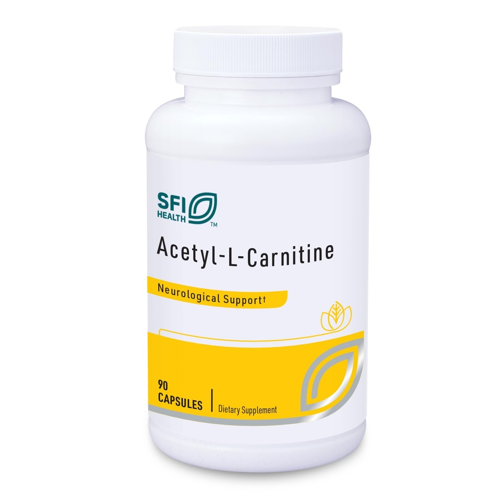 Klaire Labs SFI Health Acetyl-L-Carnitine 500 mg - Hypoallergenic Acetyl L-Carnitine Supplement - Edistää kognitiivista terveyttä, energian tuotantoa ja aivojen tukea (90 kapselia)