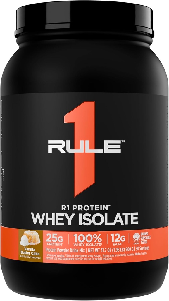 1 artikla R1-proteiini Hera-isolaatti - 25g proteiinia & 6g BCAA Yksinomaan yksittäisistä ja hydrolysoiduista energialähteistä harjoitteluun (2 kiloa*, vaniljavoikakku)