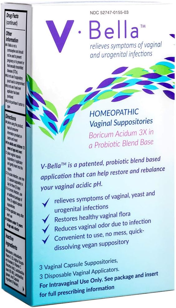 V-Bella Boric Acid + Probiootti perustuu emättimeen Suppositories- enemmän luonnollinen tapa uudistaa, tasapainottaa ja lievittää oireita hiiva, bakteerien (BV) ja virtsan synnynnäisten infektioiden, vähentää kutina & Odor