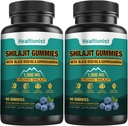 2 pakkausta 1000 MG Shilajit Supplement Gummies with 85+ Trace Minerals, Fulvic Acid, Pure Organic Shilajit Himalajan Gummy for Men & Women, Energy, Brain, Immuniteetti Suport - 120 Counts