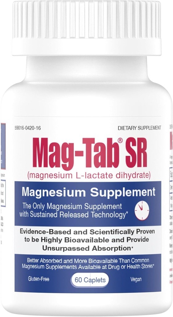 Extended Release Magnesium Lactate Toimitus 10x Parempaan Imeytyminen-Mag-Tab SR (Pitkä) 60 Count-Support Sleep, Lihaskramps, Magnesiumin puute Terveysongelma (60)