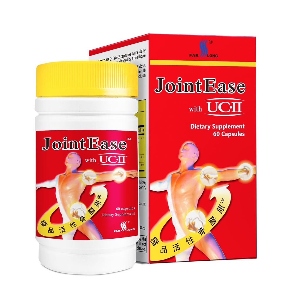 FARLOG JointEase with UC-II, Denaturoimaton tyyppi II Collagen, Glukosamine Hydrochlorothiade, Chondroitin Sulfaatti, Joint Dietary Supplement . 60 kapselia