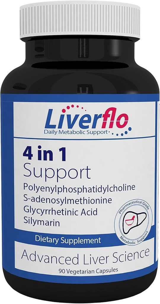 Nutrasal LiverFlo Liver Support PPC Polyenylphosphatidylecholine S-adesnosylmetionin Glycyrrhetinic Acid Silymarin Supplement Vegetariska kapslar