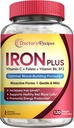 Lääkärin reseptit Iron Supplement for Women Miehet - Hellävarainen Iron Bisglysinaatti C-vitamiini, B6, Folaatti & B12 - Non-Constitipating & Vatsa Friendly Iron Pills for Blood & Energy Support, 120 Vegan Caps