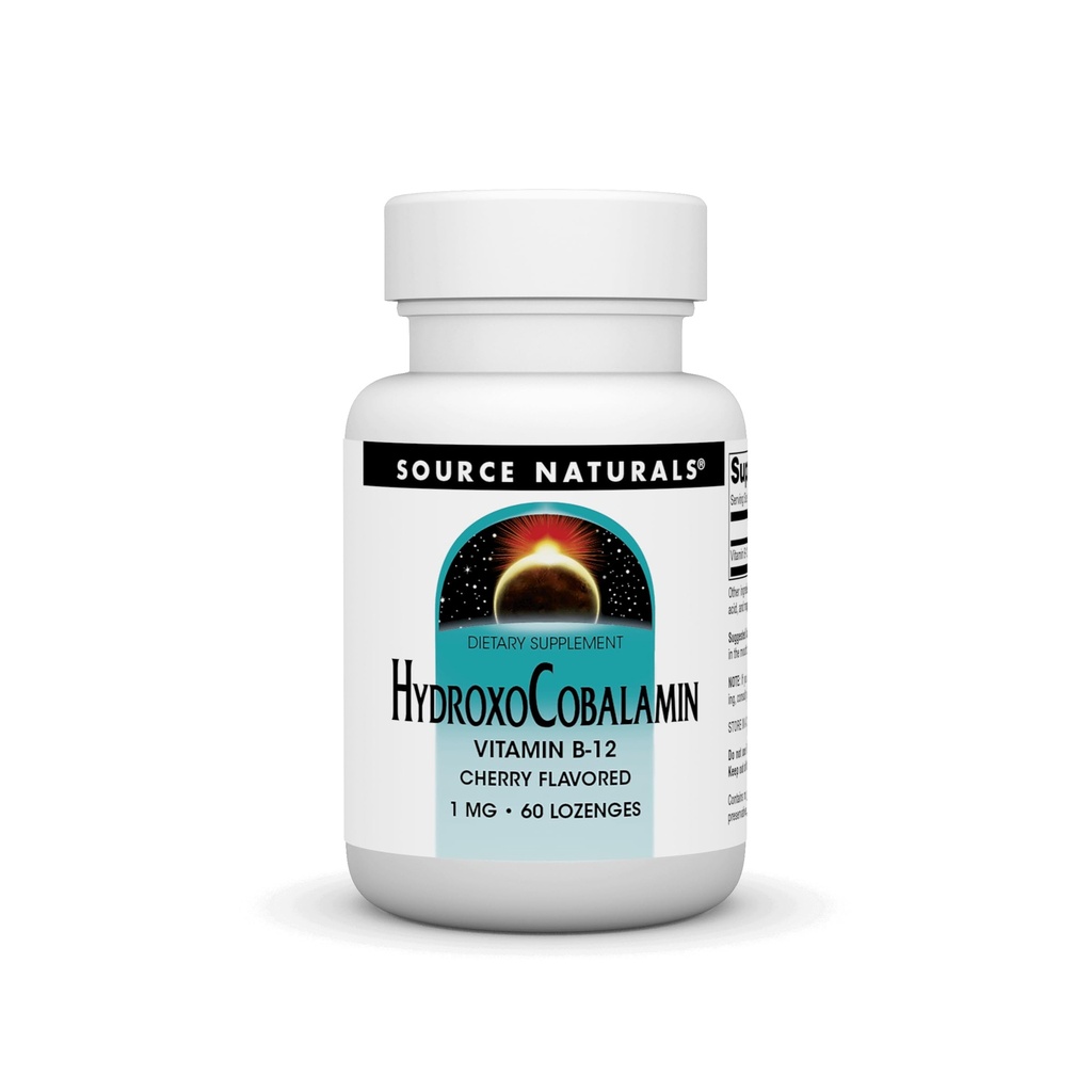 Source Naturals HydraxoCobalamiini, B-12-vitamiini, 1 mg - 60 Cherry Flavored Lozenges