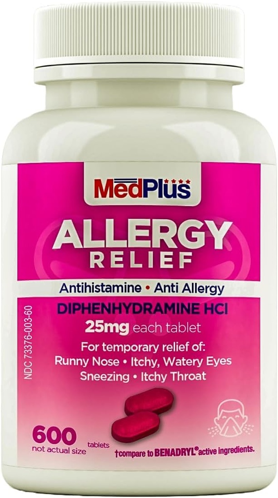 MedPlus Allergy Relief Medicine, 25 mg, 600 tablettia