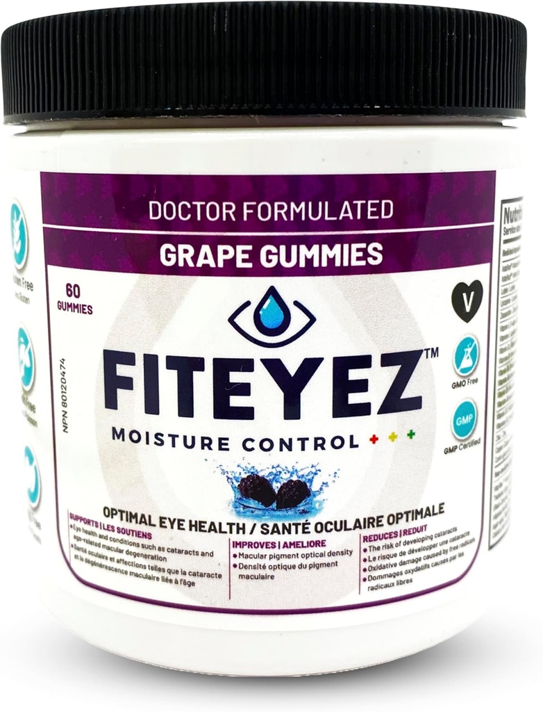 Eye Vitamins Gummies - Astaxanthin, Lutein och Zeaxanthin Supplements - 11 Essential Ocular Nutrients - Non-GMO & Gluten Free Supplement - Inkluderar vitamin E, B1, B6, B9 & B12-60 Gummies