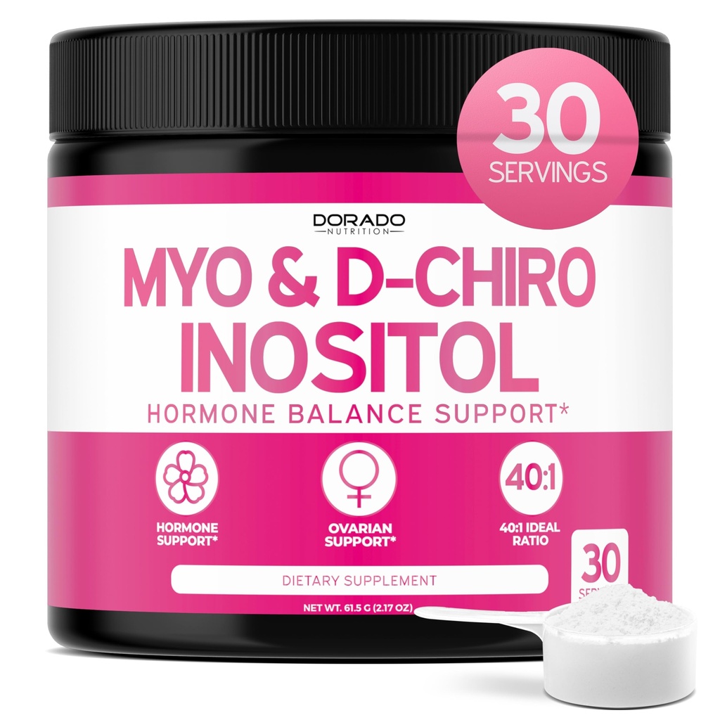 Myo-Inositol & D-Chiro Inositol Supplement Powder (2050mg Per Serving Ideal 40:1 Ratio Myo Inositol,30 Day Supply) För Hormonbalans för kvinnor och äggstocks hälsa - Tredje part testad, Vegan & USA Made