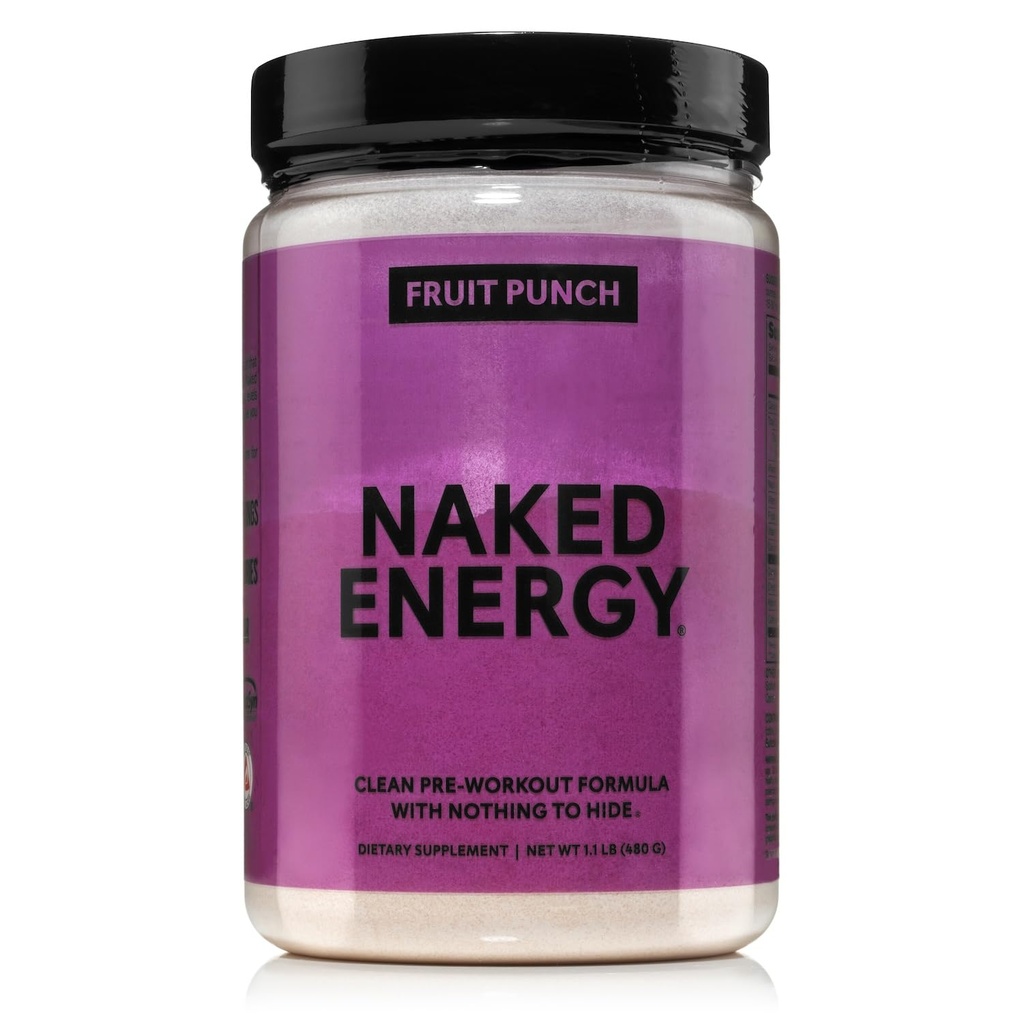 NAKED Fruit Punch Energy - Clean Pre harjoitus täydentää miehille ja naisille, vegaaninen ystävällinen, ei lisätty makeuttajia, värit tai makuja - 30 Tarjoilut