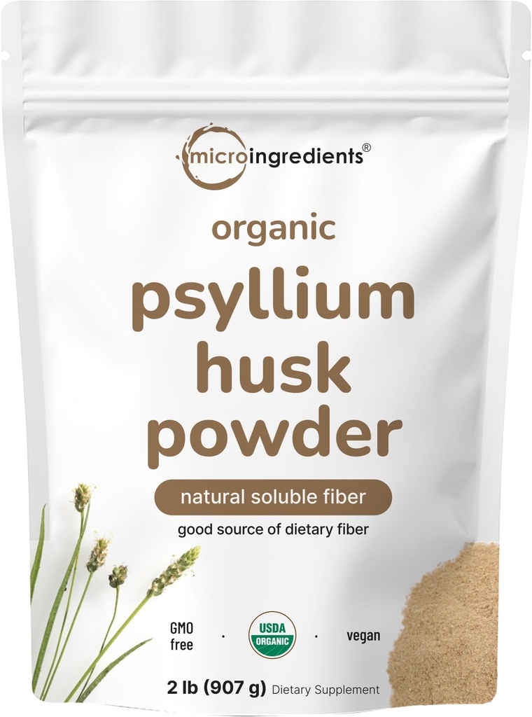 Micro Ingredients Organic Psyllium Husk Powder, 2lbs (32oz) ... Päivittäinen liukoinen kuitu Supplement ... Intia Origin ...
