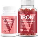 Vegan Iron Gummies Strawberry Plus Iron Bisglysinate 30MG ... Vegan Iron Supplement Tuki veren terve & Daily Energy aikuisille & lapsille - 90 Count+60 Count