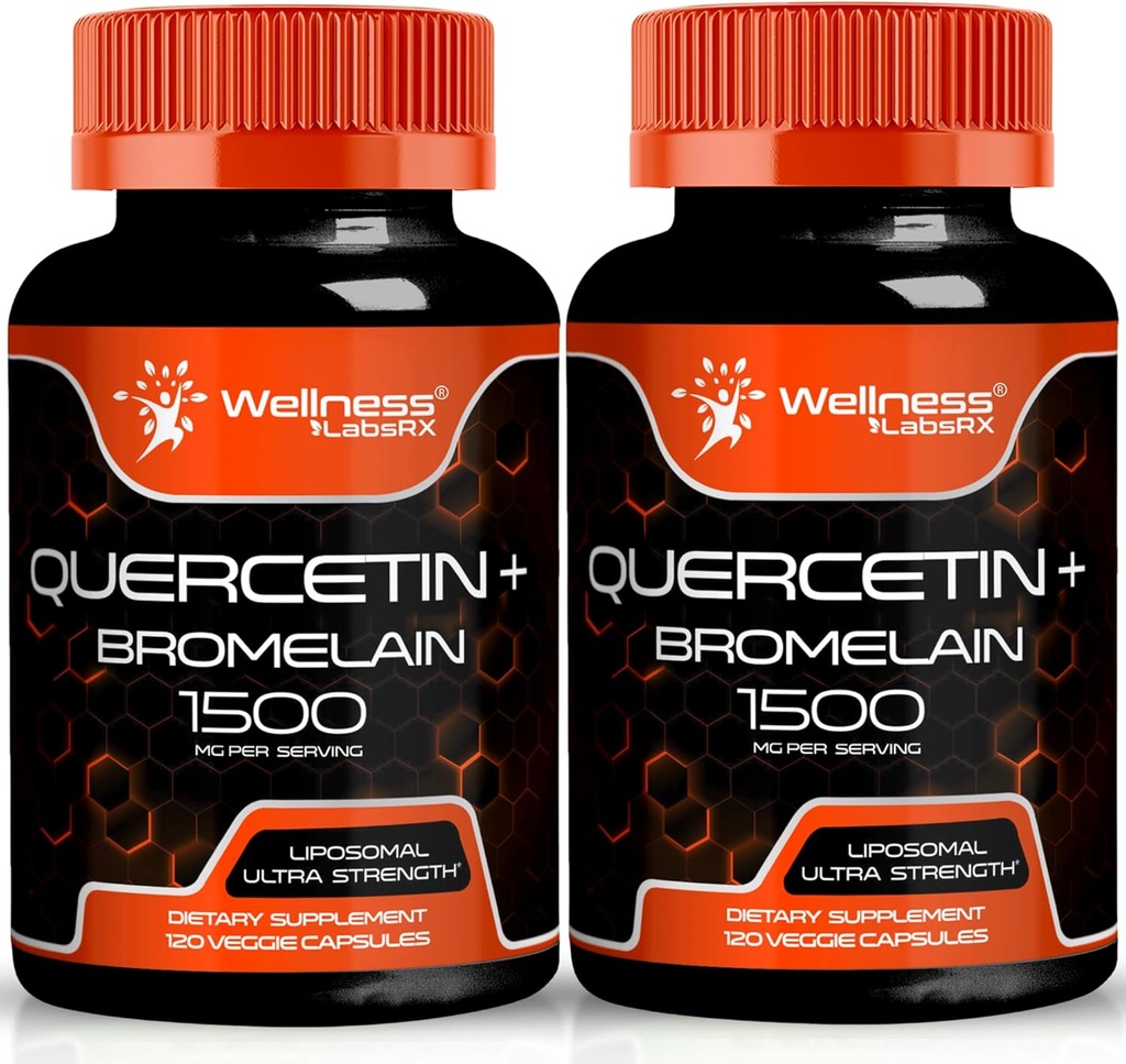 Quercetin kanssa Bromelain Supplement - 1500 mg - Immuunituki ja sydämen terveys kapselit miesten ja naisten, Quercetin täydentää auttaa tukemaan nivelten ja terveiden hengityselinten - 120 Count (2 pakkaus)