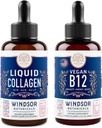 WINDSOR BOTANICS B12-vitamiinin nestemäinen ja nestemäinen kollageeni biotiini - energia ja hyvinvointi Bundle
