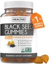 Musta siemenöljy Gummies - Natural Ginger Ale Flavor (Non-GMO & Vegan) Kylmäpainettu Nigella Sativa tuottaa puhdasta mustaa Cumin Seed Oil - 500mg per 2 Gummy Serving