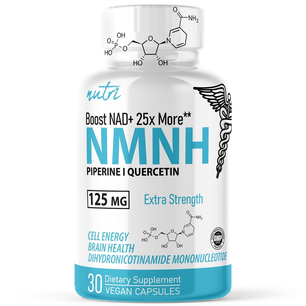 Naturens Fusions NMNH (NMN Supplement Alternative) (Dihydronicotinamide Mononucleotide) 125mg - 25 gånger effektivare än NR & NAD + - Boost NAD + med upp till 10 gånger - 30 greve (30 portioner)