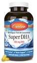 Carlson Super DHA Gems - 500 mg DHA kosttillskott, 640 mg fettsyror, norska fiskolja koncentrat, vildfångad, hållbart källad fiskolja kapslar, 240 Softgels
