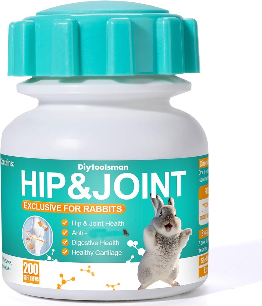 Joint Support Rabbit, 200 tablettia, anti-inflammatorinen tuki kaneille kanssa Glukosamiini, kondroitiini, ja MSM, Joint Pain Relief, Edistää Cartilage kasvu, Vet-hyväksytty Science Formula