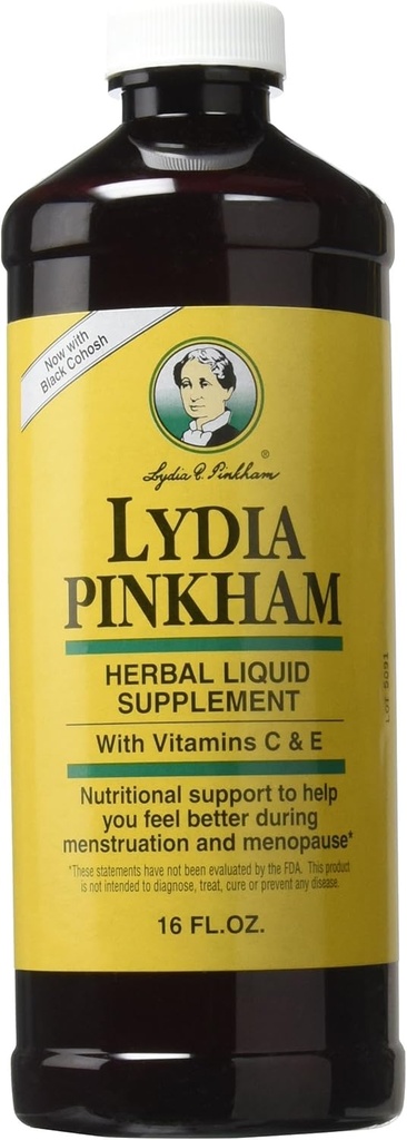 Lydia Pinkham Liquid Herbal Supplement for Menstruation and Menopause Support, 16