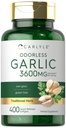 Carlyle Odorless Garlic Softgels 3600 mg | 400 greve | Allium Sativum Bulb | Non GMO, Gluten Free Supplement