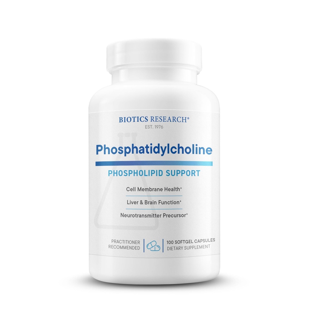 Biotics Research Phosphatidylcholine 420 mg/softgel, Hälsosam kognitiv funktion, härrör från Lecithin, innehåller kolin för neurotransmittoracetylkolin, 100 portioner