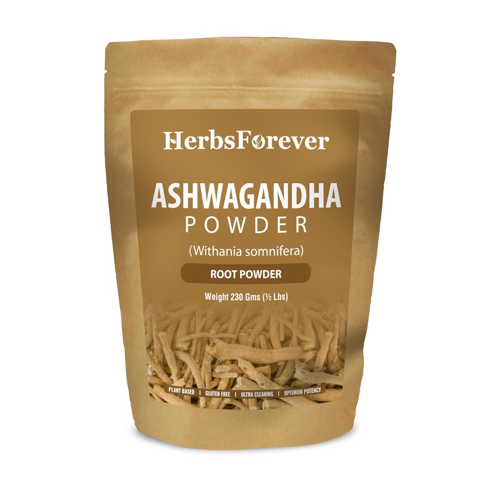 YrtitForeever Ashwagandha Powder 230g I Winter Cherry, ei-GMO, Vegan, Gluteeniton I Ayurvedic Stressi-Buster tukee energiatehostaja, elinvoimaa ja nuorennusaine Yleinen hyvinvointi
