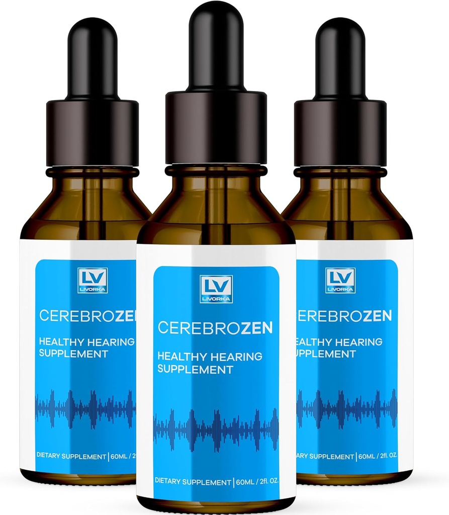 3 Pack - Cerebrozen Ear Drops - Cerebrozen, Cerebrozen 24, Cerebrozen 360 Hearing Support, Cerebrozen Drops, Cerebrozen Liquid, Cerebrozen Drops för öron, 3 flaskor för 3 månader