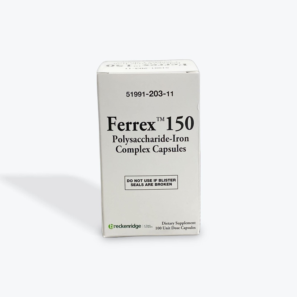 Ferrex 150 Polysakkaridi Iron Complex Capsules by Breckenridge - 100 Ea