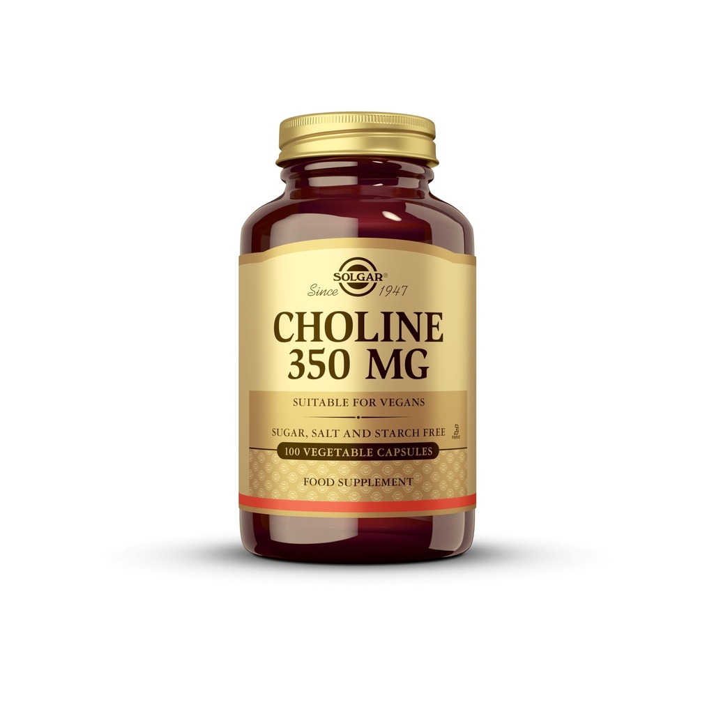 Solgar Choline 350 mg - 100 kasvikapselia, pakkaus 2 - ei-GMO, Vegan, Kosher - 200 Tarjoilut yhteensä