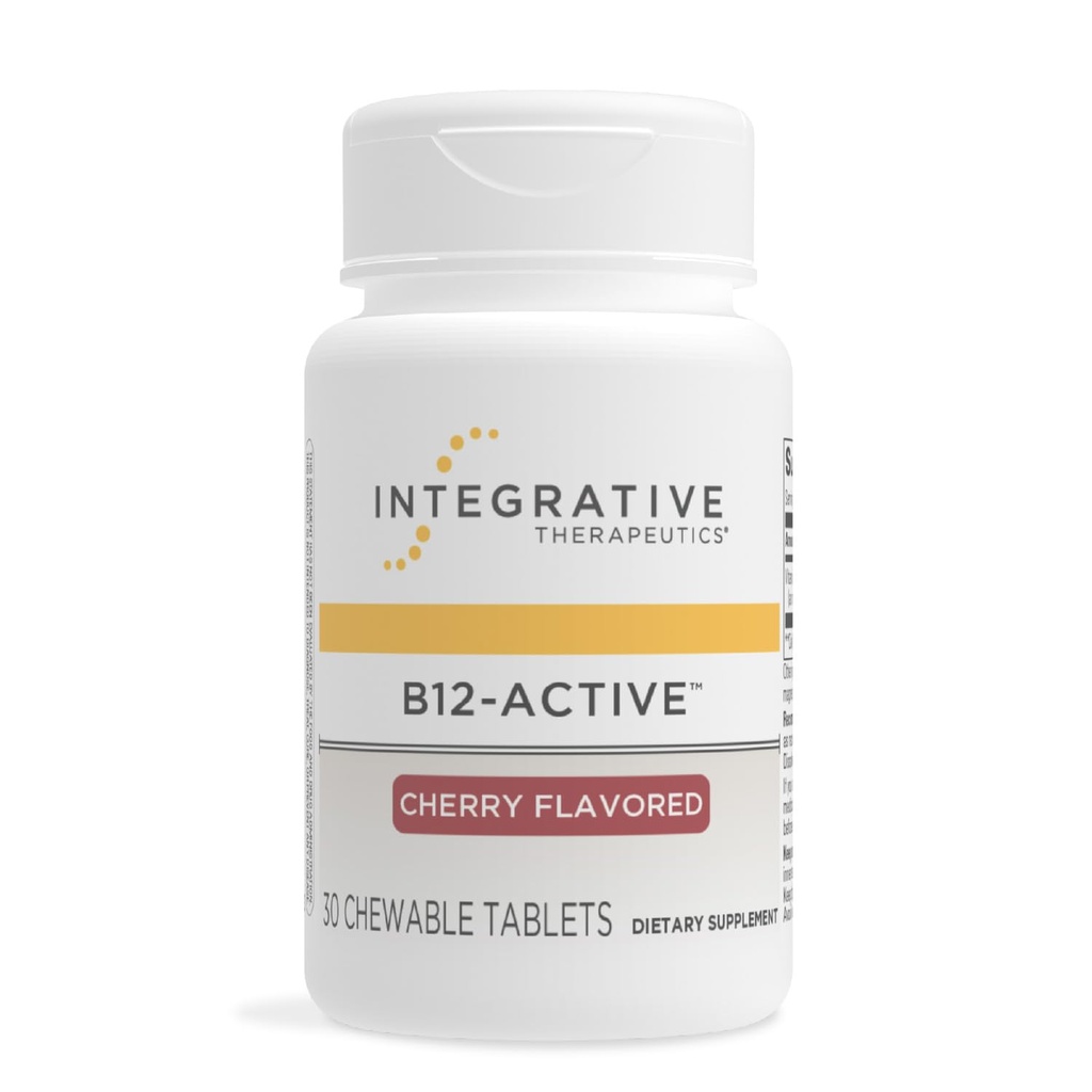 Integratiivinen Therapeutics B12-active - B12-lisä hermotoiminnan tukemiseen* - Pureskeltava tuki - Maitotuotteet, soija ja gluteeniton - Kirsikkamakuinen, 30 purutablettia (30 tarjoilua)