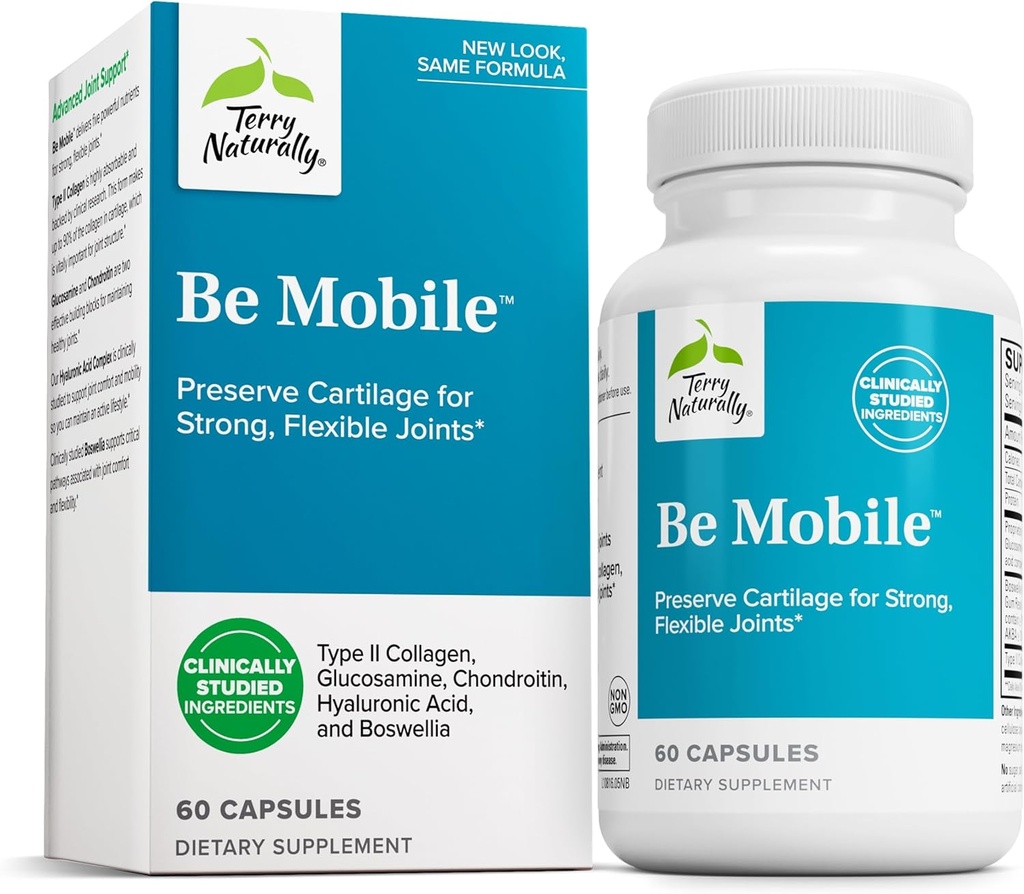 Terry luonnollisesti olla mobile - Collagen täydentää yhteisen terveystuen - ruokavalio täydentää Boswellia Extract & tyyppi II Collagen - Alaselkä & polvi tuki - 60 kapselia