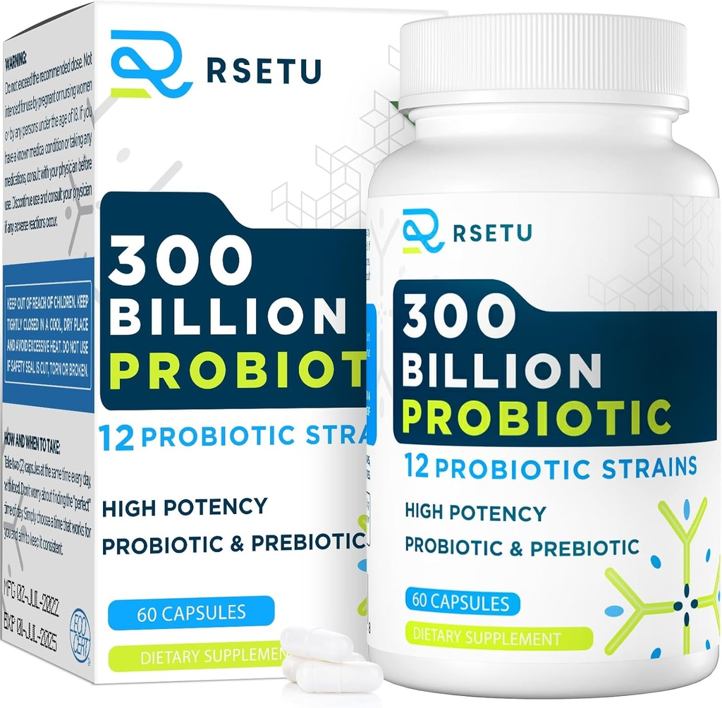Probiootit naisille Miehet: 300 miljardia PMY Probiootti Korkea Potenssi + 12 kannat Organic Probiootit Prebiootit, Päivittäinen Probiootti Suoliston, Gut, Immuunijärjestelmä ja turvotus Terveys, 60 kapselia