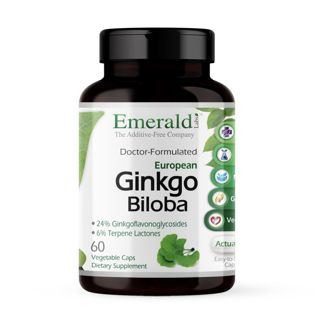 EMERALD LABS Ginkgo Biloba Extract - Brain Health Supplement - Tarjoukset antioksidantti & energia-tuki - 60 kasvikapselit (30-päivä tarjonta)